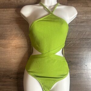 Zara Lime Green Ribbed Kids Bodysuit